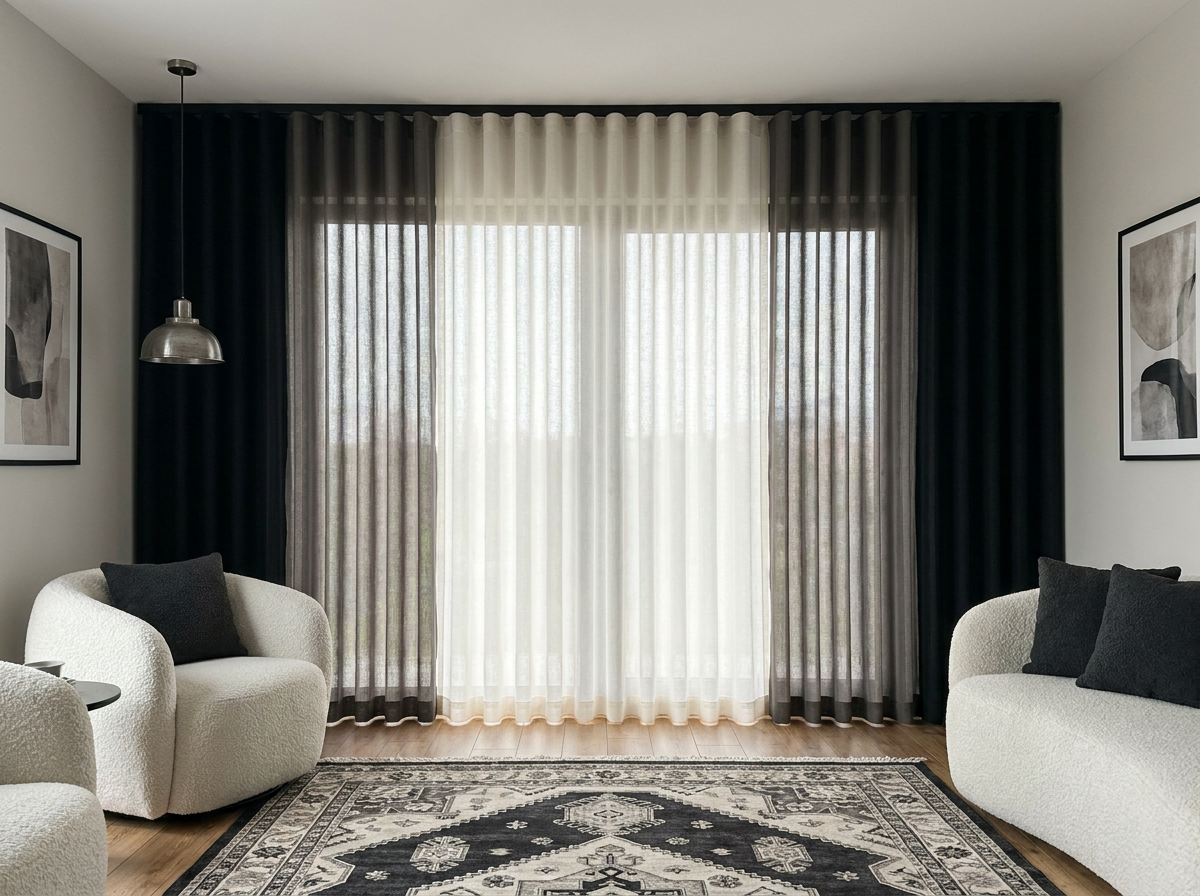 Mat Siyah Loft — Mat Siyah · Kar Beyazı · Füme Lens Perde