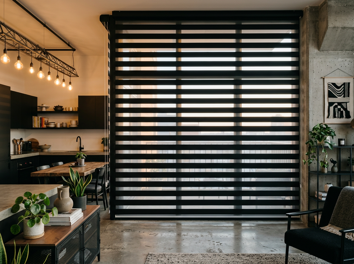 Endüstriyel Siyah zebra perde — Loft