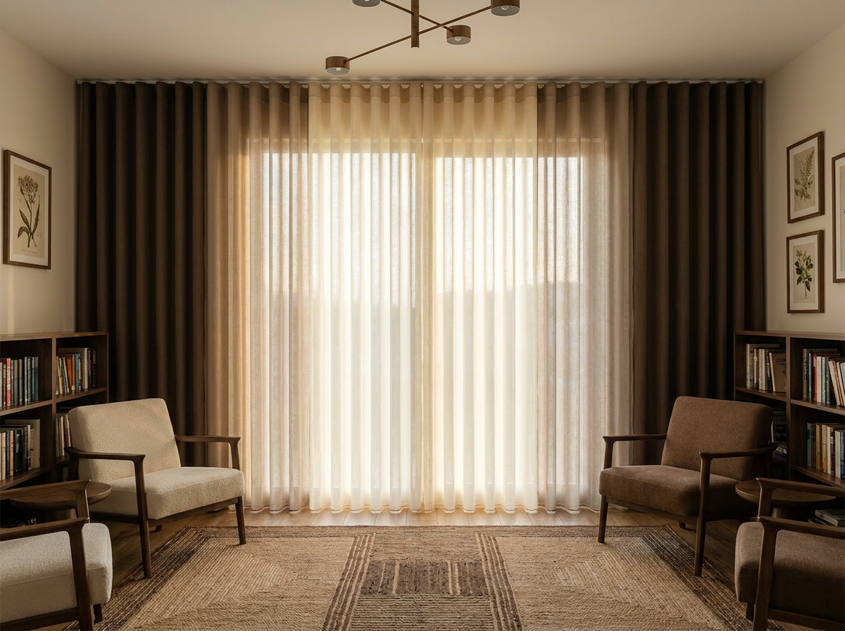 Ceviz Tonları — Kahve · Krem · Vizon Lens Perde
