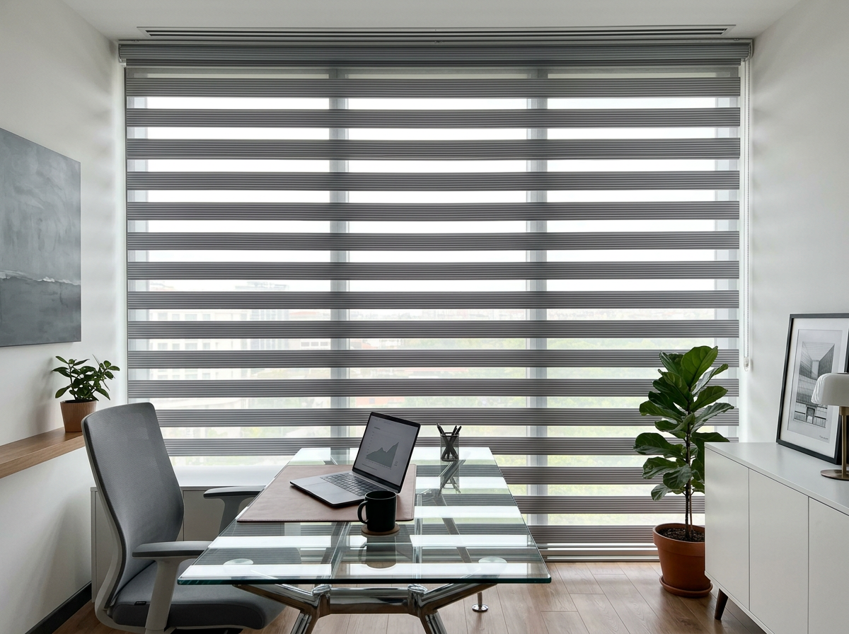 Kurumsal Gümüş zebra perde — Ofis